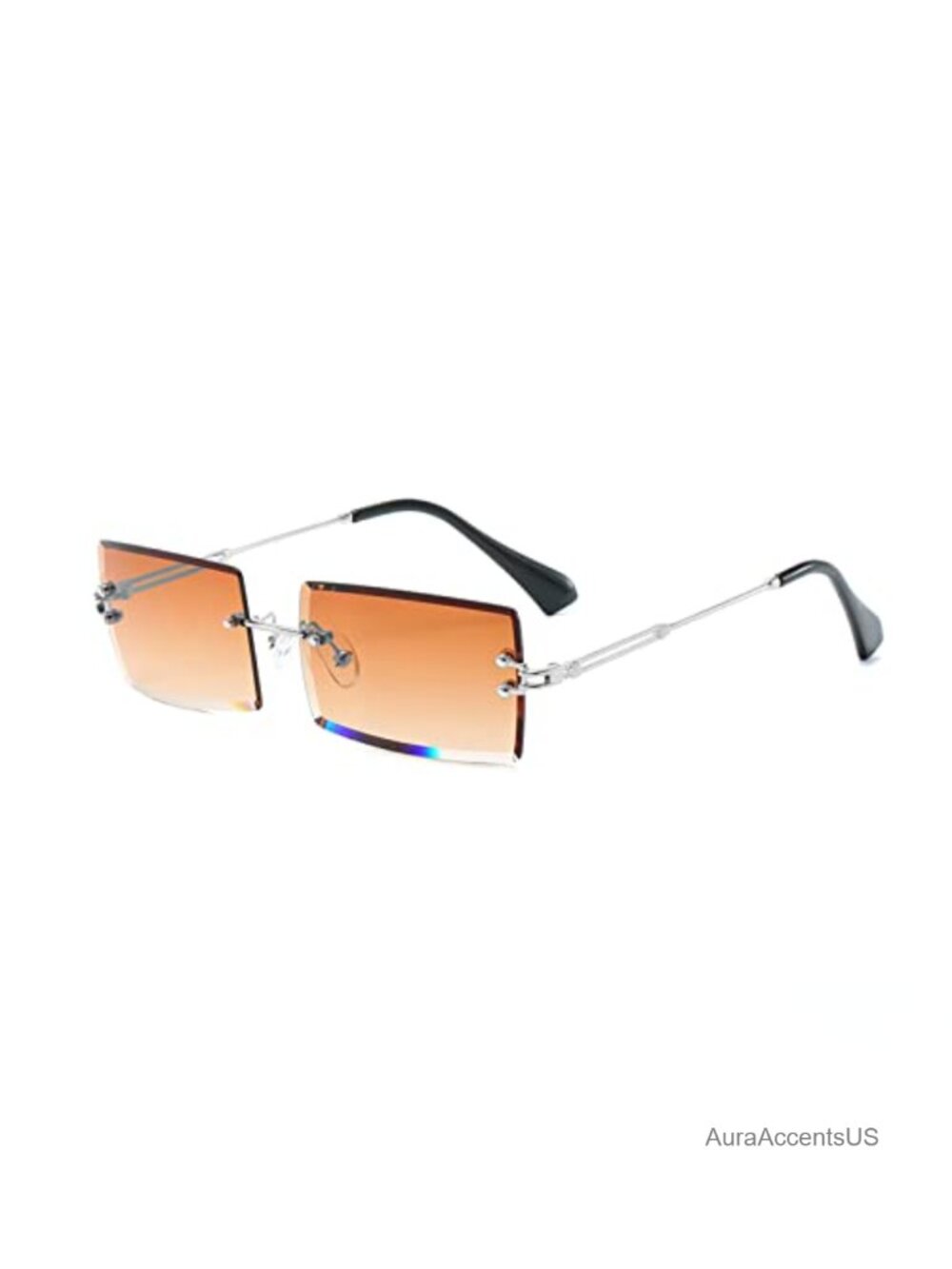 Rimless Rectangle Sunglasses Retro Square Frameless Tinted Shades UV400